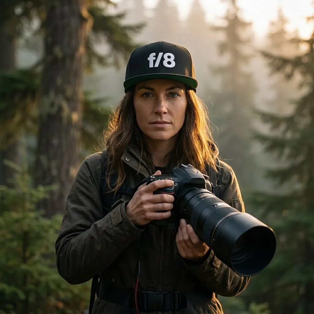 f/8 Embroidered Flat Bill Cap — front